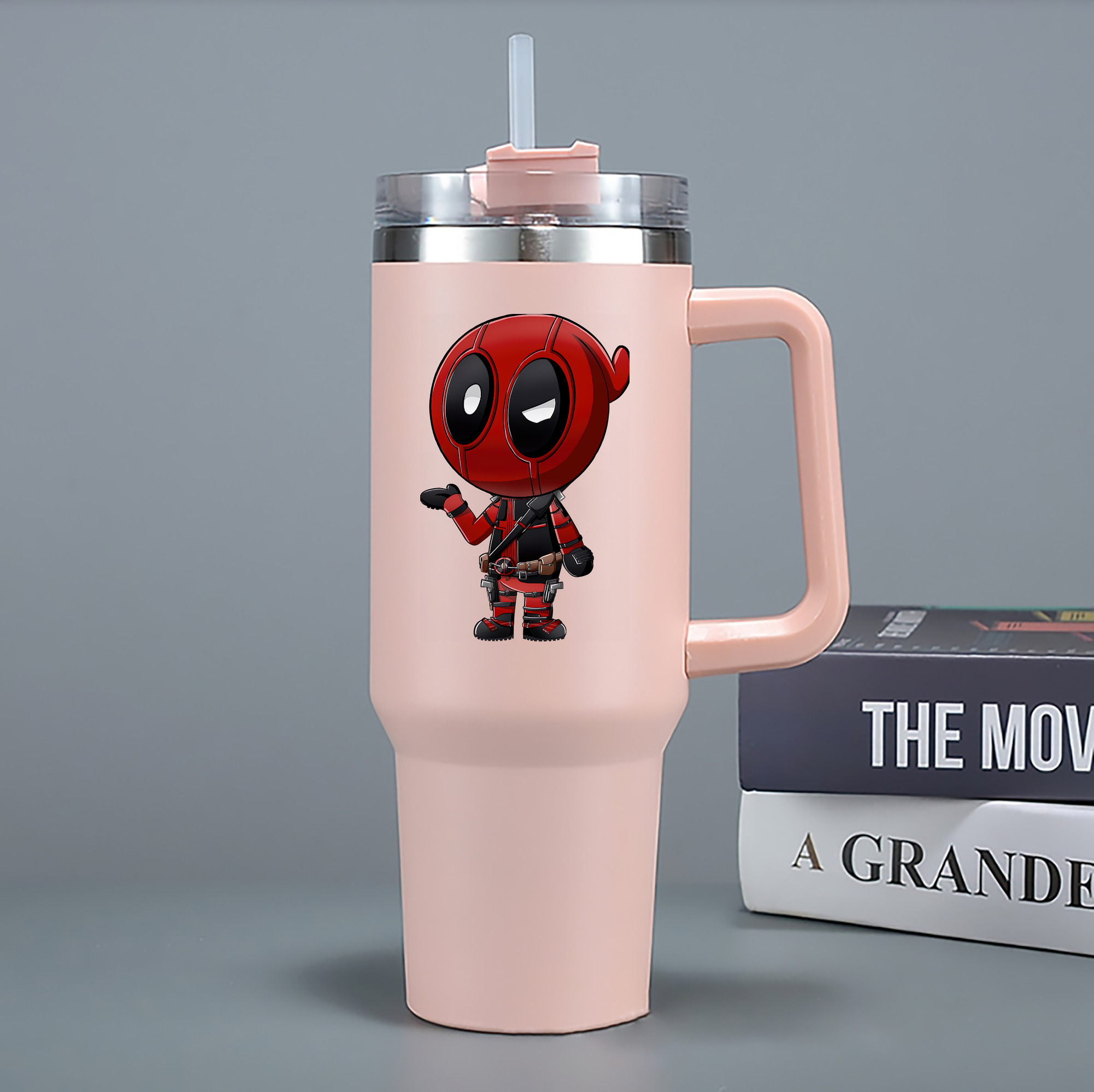 （画像用） Deadpool デッドプール 1200mL車用タンブラー - クリスタルステッカー（プラスチックストロー付き）